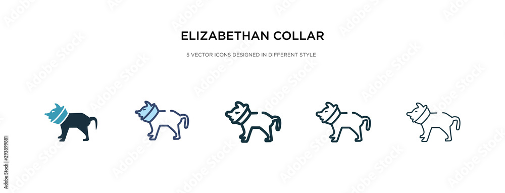 elizabethan collar icon in different style vector illustration. two colored and black elizabethan collar vector icons designed in filled, outline, line and stroke style can be used for web, mobile, elizabethan collar icon in different style vector illustration. two colored and black elizabethan collar vector icons designed in filled, outline, line and stroke style can be used for web, mobile,