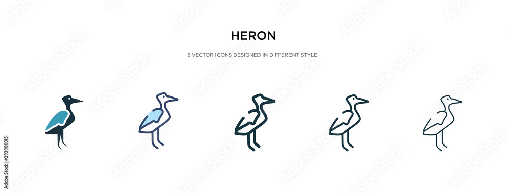 Fototapeta premium heron icon in different style vector illustration. two colored and black heron vector icons designed in filled, outline, line and stroke style can be used for web, mobile, ui