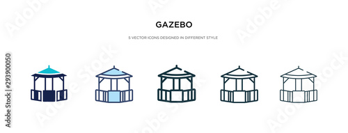 gazebo icon in different style vector illustration. two colored and black gazebo vector icons designed in filled, outline, line and stroke style can be used for web, mobile, ui