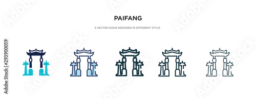 paifang icon in different style vector illustration. two colored and black paifang vector icons designed in filled, outline, line and stroke style can be used for web, mobile, ui