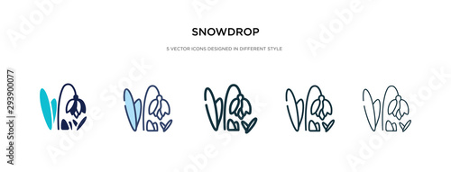 snowdrop icon in different style vector illustration. two colored and black snowdrop vector icons designed in filled, outline, line and stroke style can be used for web, mobile, ui