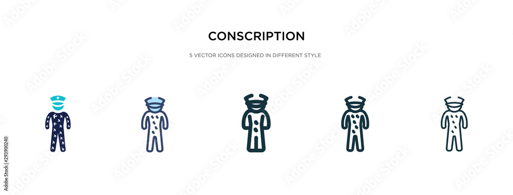 conscription icon in different style vector illustration. two colored and black conscription vector icons designed in filled, outline, line and stroke style can be used for web, mobile, ui conscription icon in different style vector illustration. two colored and black conscription vector icons designed in filled, outline, line and stroke style can be used for web, mobile, ui
