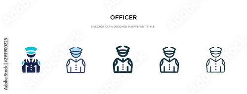officer icon in different style vector illustration. two colored and black officer vector icons designed in filled, outline, line and stroke style can be used for web, mobile, ui