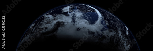 Extremely detailed and realistic high resolution 3d illlustration of Planet Earth at night. Shot from Space. Elements of this image are furnished by NASA.