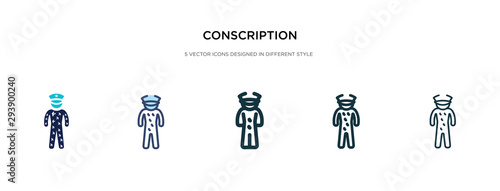conscription icon in different style vector illustration. two colored and black conscription vector icons designed in filled, outline, line and stroke style can be used for web, mobile, ui