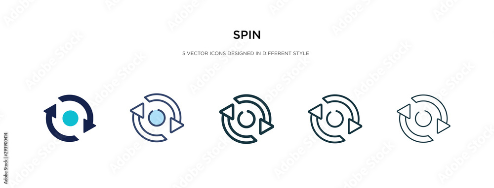 spin icon in different style vector illustration. two colored and black spin vector icons designed in filled, outline, line and stroke style can be used for web, mobile, ui spin icon in different style vector illustration. two colored and black spin vector icons designed in filled, outline, line and stroke style can be used for web, mobile, ui