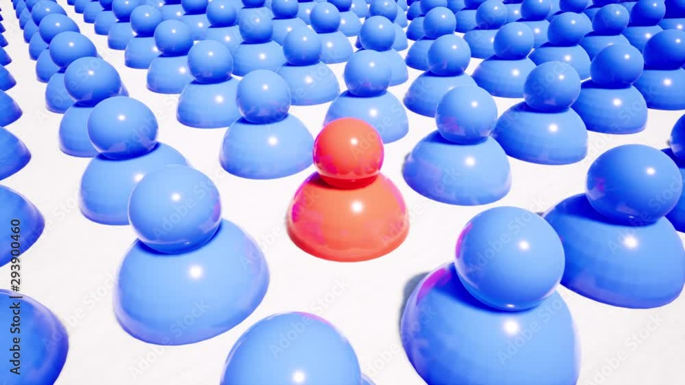 Blue and red figures of people footage. Individuality and creativity