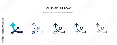 curved arrow icon in different style vector illustration. two colored and black curved arrow vector icons designed in filled, outline, line and stroke style can be used for web, mobile, ui
