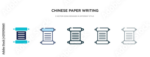 chinese paper writing icon in different style vector illustration. two colored and black chinese paper writing vector icons designed in filled, outline, line and stroke style can be used for web,