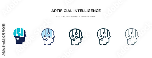 artificial intelligence icon in different style vector illustration. two colored and black artificial intelligence vector icons designed in filled, outline, line and stroke style can be used for