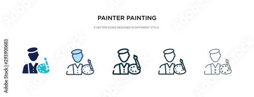 painter painting icon in different style vector illustration. two colored and black painter painting vector icons designed in filled, outline, line and stroke style can be used for web, mobile, ui
