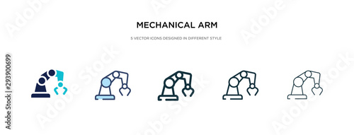 mechanical arm icon in different style vector illustration. two colored and black mechanical arm vector icons designed in filled, outline, line and stroke style can be used for web, mobile, ui