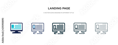 landing page icon in different style vector illustration. two colored and black landing page vector icons designed in filled, outline, line and stroke style can be used for web, mobile, ui