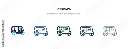 ricksaw icon in different style vector illustration. two colored and black ricksaw vector icons designed in filled, outline, line and stroke style can be used for web, mobile, ui