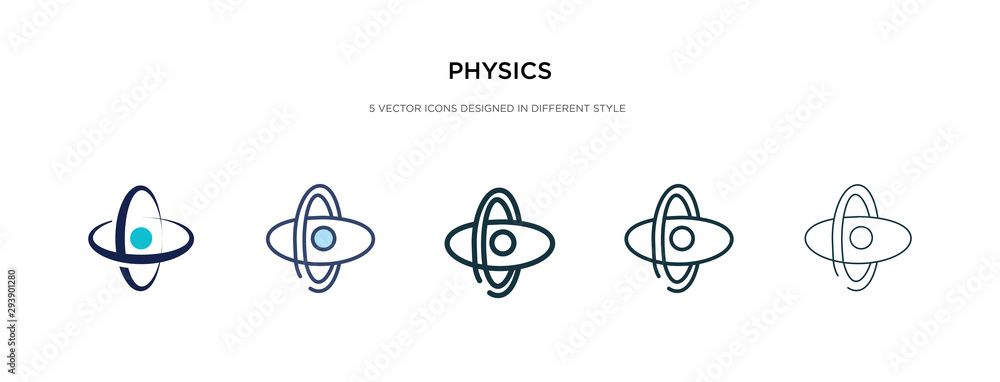 physics icon in different style vector illustration. two colored and black physics vector icons designed in filled, outline, line and stroke style can be used for web, mobile, ui physics icon in different style vector illustration. two colored and black physics vector icons designed in filled, outline, line and stroke style can be used for web, mobile, ui