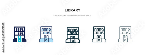 library icon in different style vector illustration. two colored and black library vector icons designed in filled, outline, line and stroke style can be used for web, mobile, ui