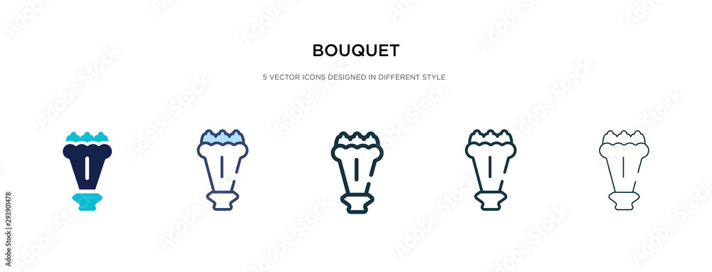 bouquet icon in different style vector illustration. two colored and black bouquet vector icons designed in filled, outline, line and stroke style can be used for web, mobile, ui bouquet icon in different style vector illustration. two colored and black bouquet vector icons designed in filled, outline, line and stroke style can be used for web, mobile, ui
