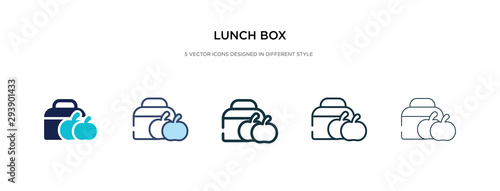 lunch box icon in different style vector illustration. two colored and black lunch box vector icons designed in filled, outline, line and stroke style can be used for web, mobile, ui