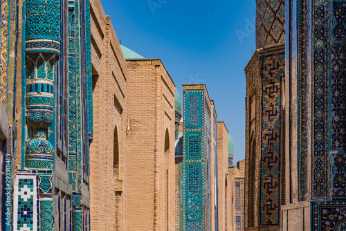 Shah-i-Zinda, facades of the necropolis, Samarkand, Uzbekistan