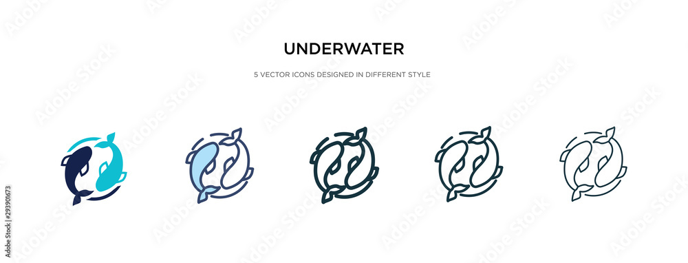 underwater icon in different style vector illustration. two colored and black underwater vector icons designed in filled, outline, line and stroke style can be used for web, mobile, ui