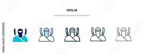 ninja icon in different style vector illustration. two colored and black ninja vector icons designed in filled, outline, line and stroke style can be used for web, mobile, ui