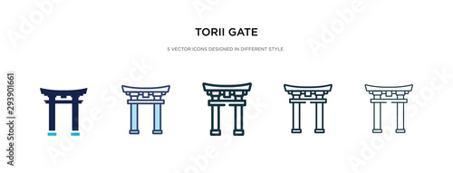 torii gate icon in different style vector illustration. two colored and black torii gate vector icons designed in filled, outline, line and stroke style can be used for web, mobile, ui