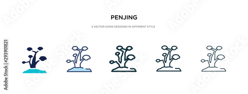 penjing icon in different style vector illustration. two colored and black penjing vector icons designed in filled, outline, line and stroke style can be used for web, mobile, ui