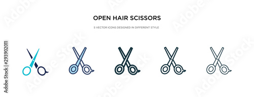 open hair scissors icon in different style vector illustration. two colored and black open hair scissors vector icons designed in filled, outline, line and stroke style can be used for web, mobile,