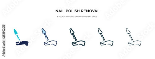 nail polish removal icon in different style vector illustration. two colored and black nail polish removal vector icons designed in filled, outline, line and stroke style can be used for web,