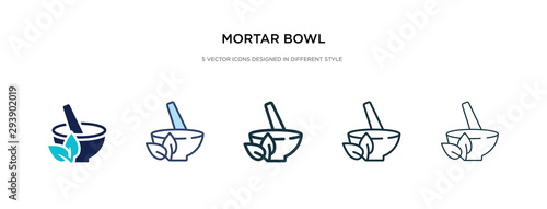 mortar bowl icon in different style vector illustration. two colored and black mortar bowl vector icons designed in filled, outline, line and stroke style can be used for web, mobile, ui