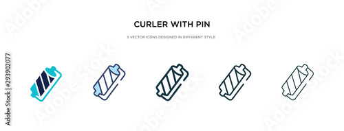 curler with pin icon in different style vector illustration. two colored and black curler with pin vector icons designed in filled, outline, line and stroke style can be used for web, mobile, ui