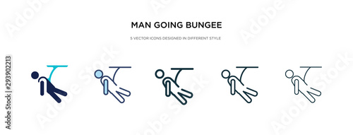 man going bungee jumping icon in different style vector illustration. two colored and black man going bungee jumping vector icons designed in filled, outline, line and stroke style can be used for