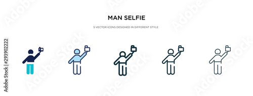 man selfie icon in different style vector illustration. two colored and black man selfie vector icons designed in filled  outline  line and stroke style can be used for web  mobile  ui