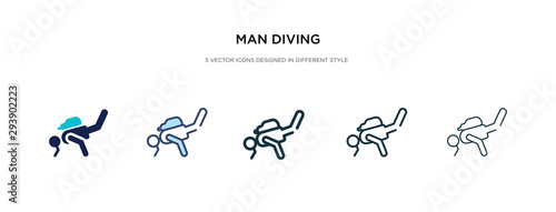 man diving icon in different style vector illustration. two colored and black man diving vector icons designed in filled, outline, line and stroke style can be used for web, mobile, ui