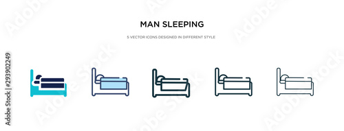 man sleeping icon in different style vector illustration. two colored and black man sleeping vector icons designed in filled, outline, line and stroke style can be used for web, mobile, ui