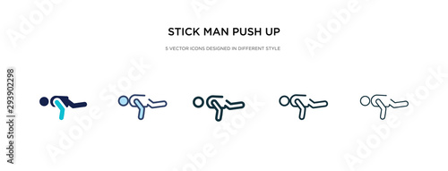 stick man push up icon in different style vector illustration. two colored and black stick man push up vector icons designed in filled, outline, line and stroke style can be used for web, mobile, ui