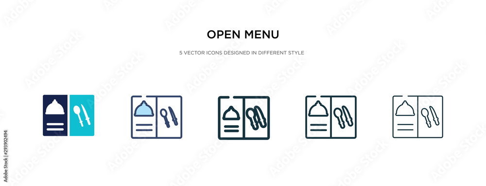 open menu icon in different style vector illustration. two colored and black open menu vector icons designed in filled, outline, line and stroke style can be used for web, mobile, ui