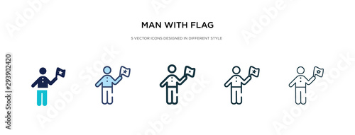man with flag icon in different style vector illustration. two colored and black man with flag vector icons designed in filled, outline, line and stroke style can be used for web, mobile, ui