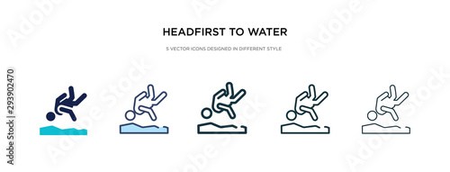 headfirst to water icon in different style vector illustration. two colored and black headfirst to water vector icons designed in filled, outline, line and stroke style can be used for web, mobile,