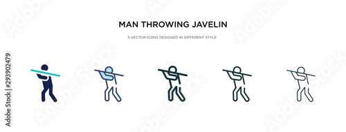 man throwing javelin icon in different style vector illustration. two colored and black man throwing javelin vector icons designed in filled, outline, line and stroke style can be used for web,