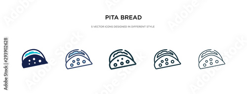 pita bread icon in different style vector illustration. two colored and black pita bread vector icons designed in filled, outline, line and stroke style can be used for web, mobile, ui