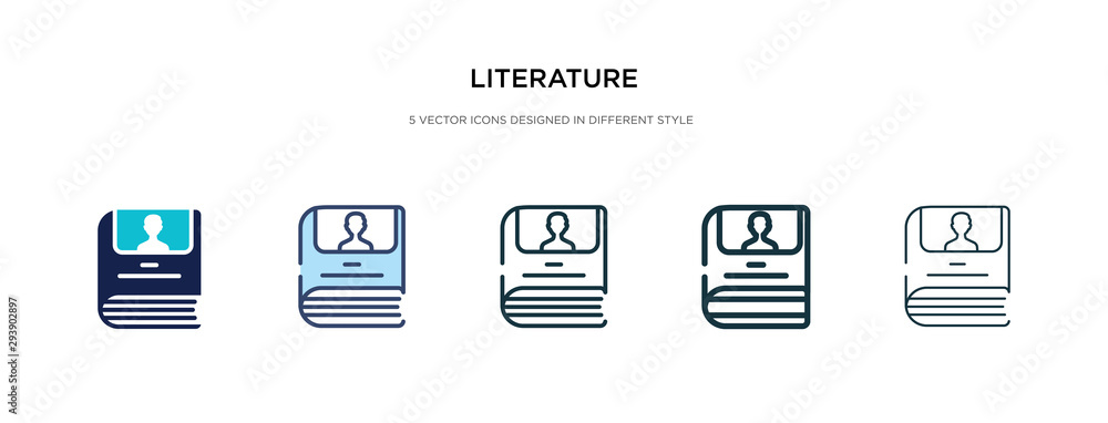 literature icon in different style vector illustration. two colored and black literature vector icons designed in filled, outline, line and stroke style can be used for web, mobile, ui literature icon in different style vector illustration. two colored and black literature vector icons designed in filled, outline, line and stroke style can be used for web, mobile, ui