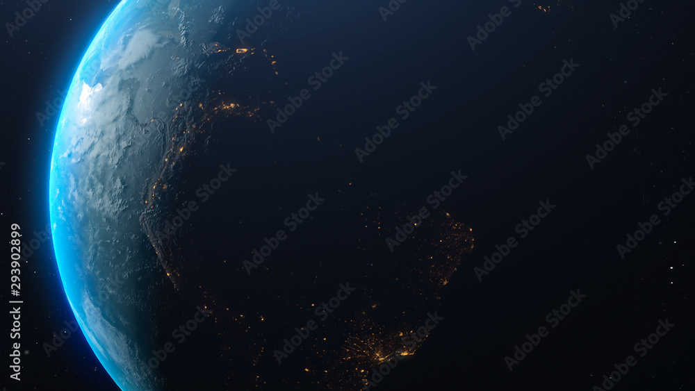 Obraz premium Planet earth from space. space, planet, galaxy, stars, cosmos, sea, earth, sunset, globe.