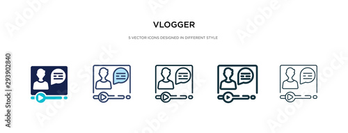vlogger icon in different style vector illustration. two colored and black vlogger vector icons designed in filled, outline, line and stroke style can be used for web, mobile, ui