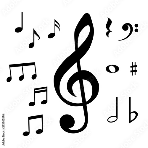 Set of musical notes and symbols. Isolated vector illustration.