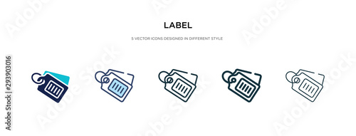 label icon in different style vector illustration. two colored and black label vector icons designed in filled, outline, line and stroke style can be used for web, mobile, ui