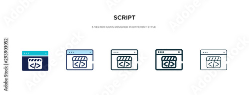 script icon in different style vector illustration. two colored and black script vector icons designed in filled, outline, line and stroke style can be used for web, mobile, ui