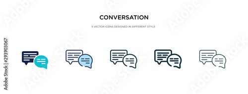 conversation icon in different style vector illustration. two colored and black conversation vector icons designed in filled, outline, line and stroke style can be used for web, mobile, ui