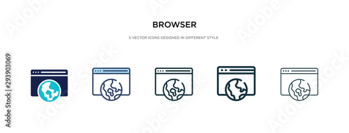 browser icon in different style vector illustration. two colored and black browser vector icons designed in filled, outline, line and stroke style can be used for web, mobile, ui