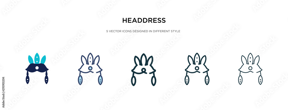 headdress icon in different style vector illustration. two colored and black headdress vector icons designed in filled, outline, line and stroke style can be used for web, mobile, ui headdress icon in different style vector illustration. two colored and black headdress vector icons designed in filled, outline, line and stroke style can be used for web, mobile, ui